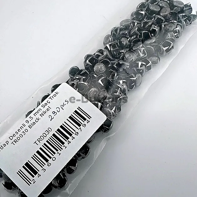 Metal Trok 9.5 mm Black Nickel Swirl Pattern Four Legged Prong Stud (290 pcs / Package) TR0030PKB
