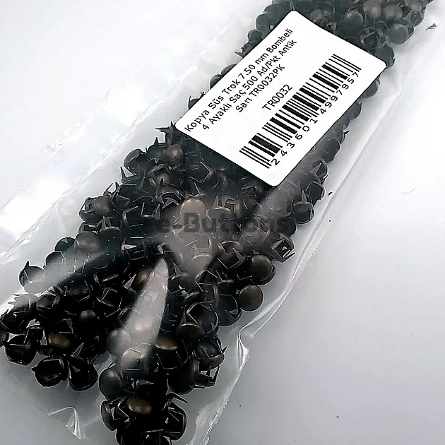 Saç Trok 7,5 mm Antik Sarı Renk Tırnaklı Süs Trok (500 Ad/Paket) TR0032PKA