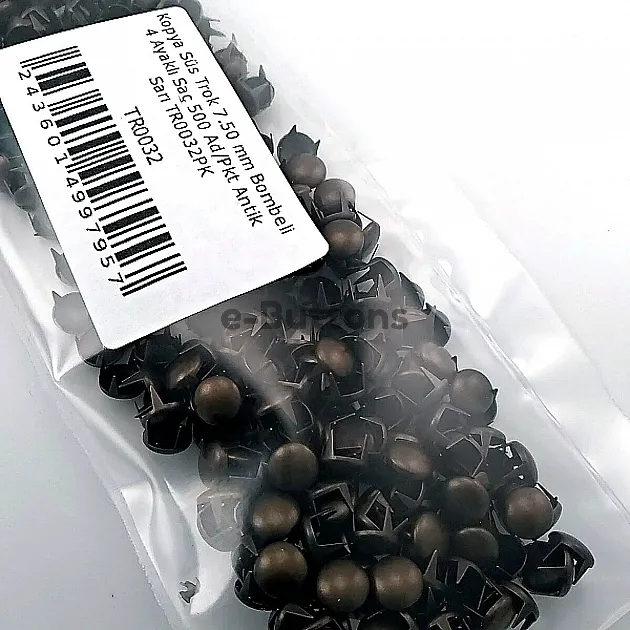 Saç Trok 7,5 mm Antik Sarı Renk Tırnaklı Süs Trok (500 Ad/Paket) TR0032PKA