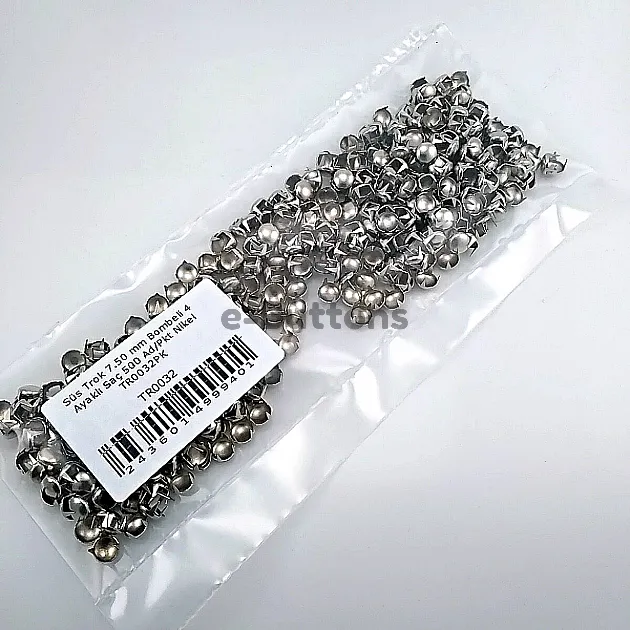 Saç Trok 7,5 mm Nikel Renk Tırnaklı Süs Trok (500 Ad/Paket) TR0032PKN