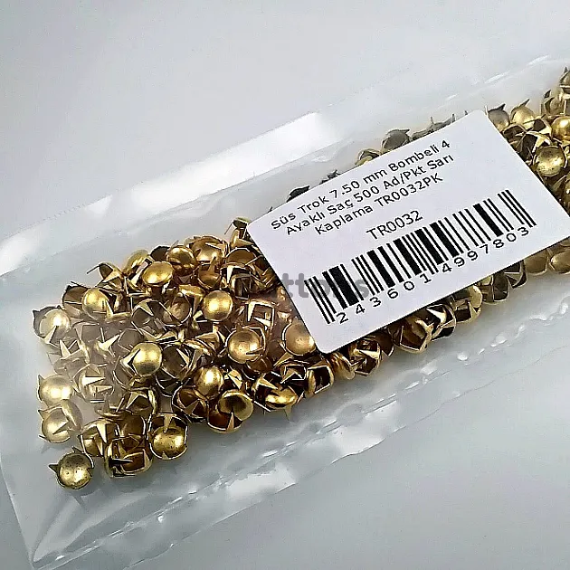 Saç Trok 7,5 mm Sarı Renk Tırnaklı Süs Trok (500 Ad/Paket) TR0032PKS