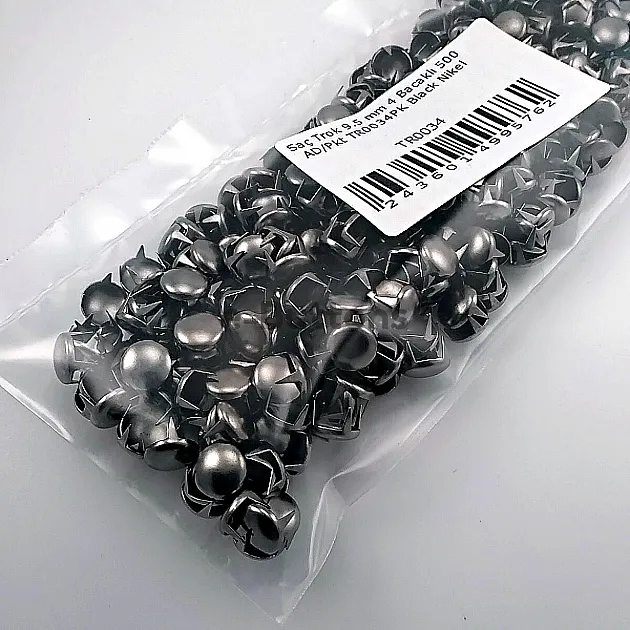 Tırnaklı Saç Trok 9,5 mm Siyah Nikel Renk Süs Trok (500 Ad/Paket) TR0034PKB