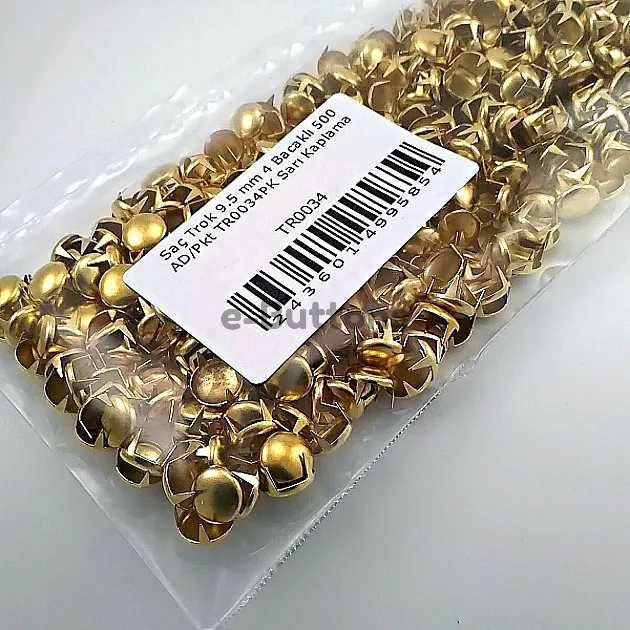 Tırnaklı Saç Trok 9,5 mm Sarı Renk Süs Trok (500 Ad/Paket) TR0034PKS
