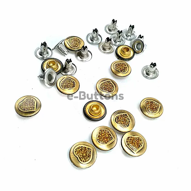 Kalp tasarımlı ve simli Saç Rivet 10 mm 16 boy R0019