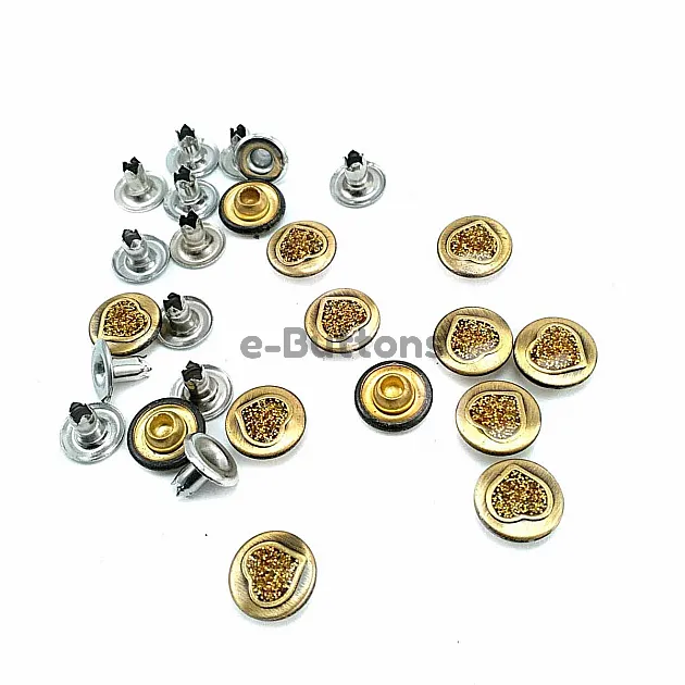 Kalp tasarımlı ve simli Saç Rivet 10 mm 16 boy R0019