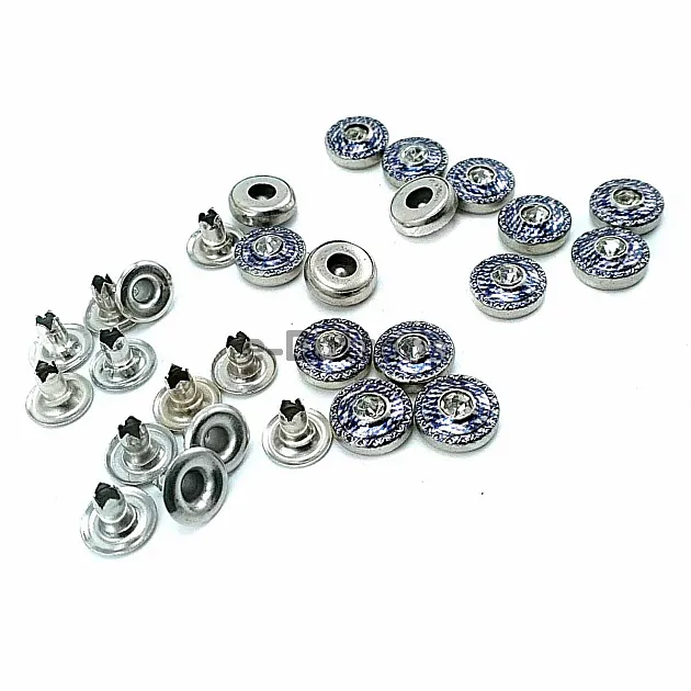 Glass Stone Blue Striped Rivet 10 mm 16 length R0020