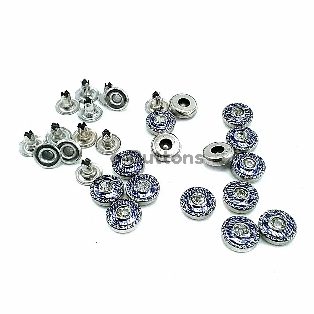 Glass Stone Blue Striped Rivet 10 mm 16 length R0020