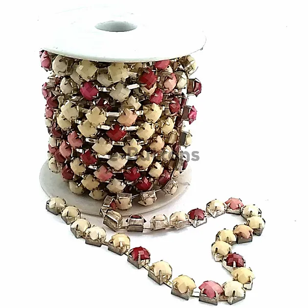 Plastic Colored Stone Strip Chain SRT0011