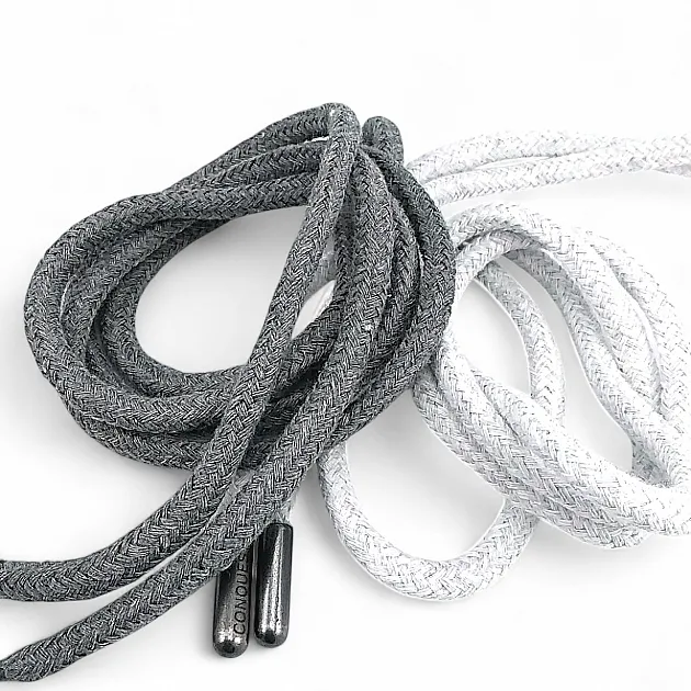 130 cm - 1,42 yd Braided Cord Cotton Grey Melange Tres Cord 100 Pcs YKRD00PGMelanj