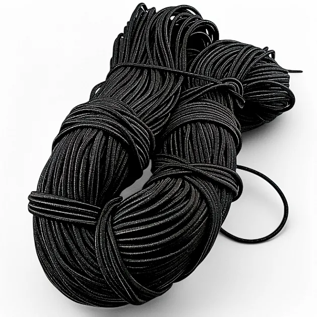 Black Round Braided Elastic 100 mt Bundle LYV000BLACK
