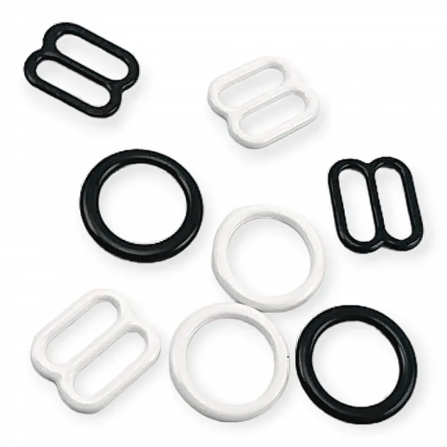 Bra Strap Adjustment Buckle 8 mm and Ring 0.31" Metal Nylon Coated PIR700008