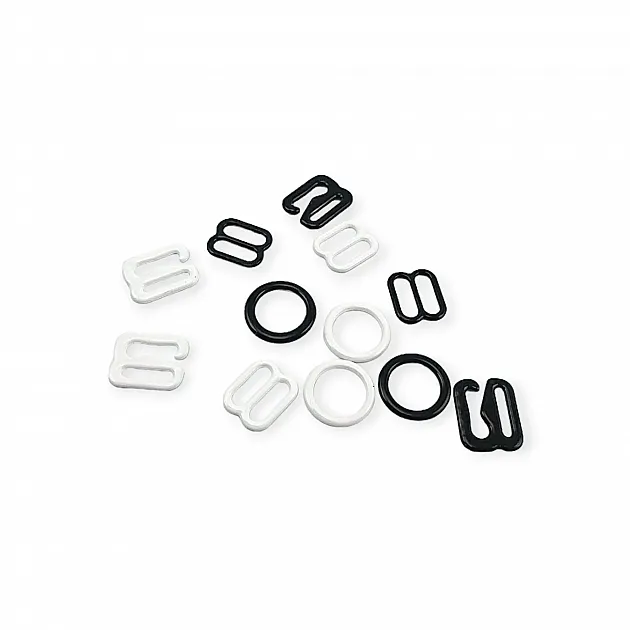 10 mm / 0.40" Bra Strap Adjustment Buckle - Hook and Ring Set of Three Metal Nylon Coated PIR720010 10 mm / 0.40" Bra Strap Adjustment Buckle - Hook and Ring Set of Three Metal Nylon Coated PIR720010