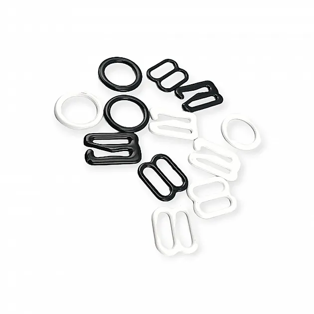 11 mm / 0.43" Bra Strap Adjustment Buckle - Hook and Ring Set of 3 Parts Metal Nylon Coated PIR720011 11 mm / 0.43" Bra Strap Adjustment Buckle - Hook and Ring Set of 3 Parts Metal Nylon Coated PIR720011