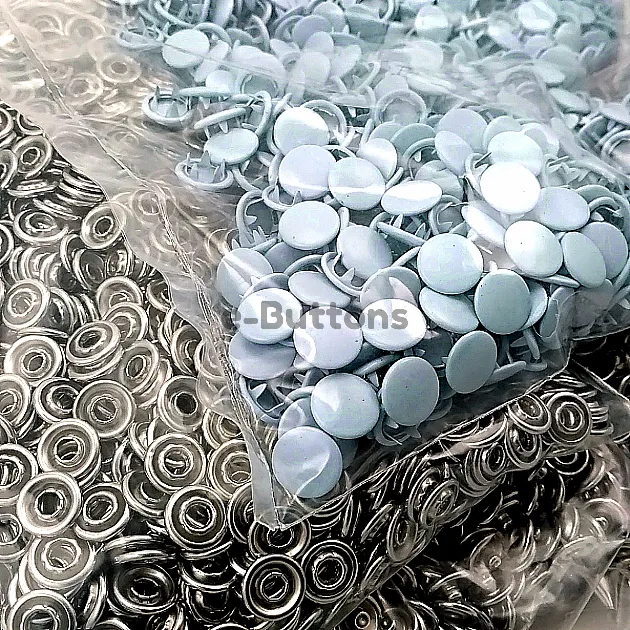 Prong Snap Fastener with Cover 9.5mm - 3/8" Pastel Blue Painted Stainless 250 Pcs/Pack C0014PromoPBlue