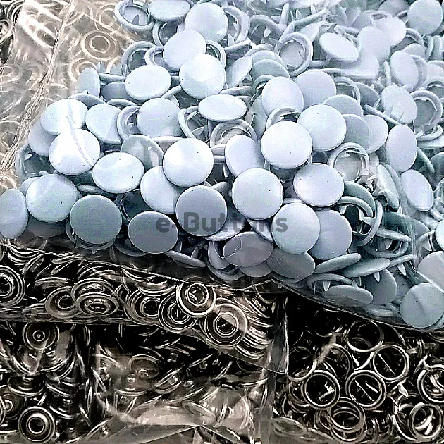 Prong Snap Fastener with Cover 9.5mm - 3/8" Pastel Blue Painted Stainless 250 Pcs/Pack C0014PromoPBlue