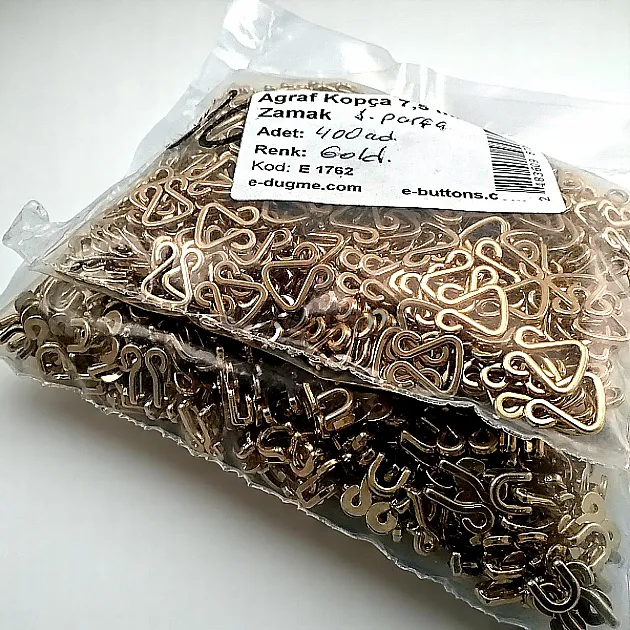 7,5 mm Hook and Eye Buckle Gold Frog Fasteners Promo Package 200 Pieces E 1762PROMO