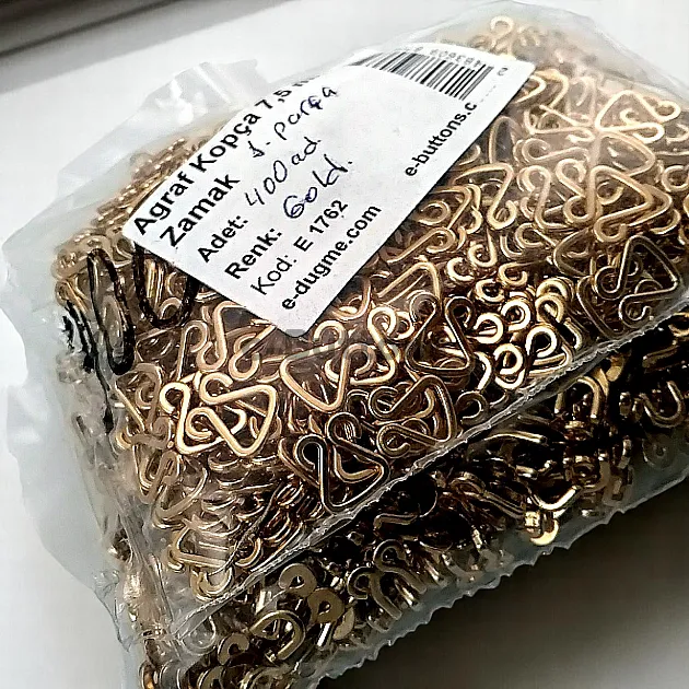 7,5 mm Hook and Eye Buckle Gold Frog Fasteners Promo Package 200 Pieces E 1762PROMO