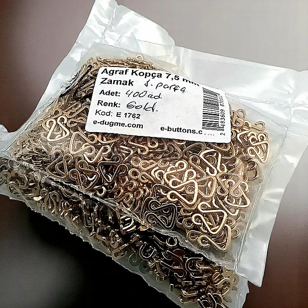 7,5 mm Hook and Eye Buckle Gold Frog Fasteners Promo Package 200 Pieces E 1762PROMO