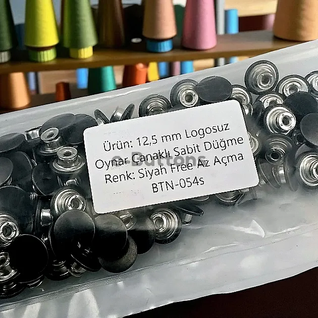 12.5 mm Jeans Button 0,47" Metallic Black with Movable Cup 150 Pieces/Pack KD0012503PROMO
