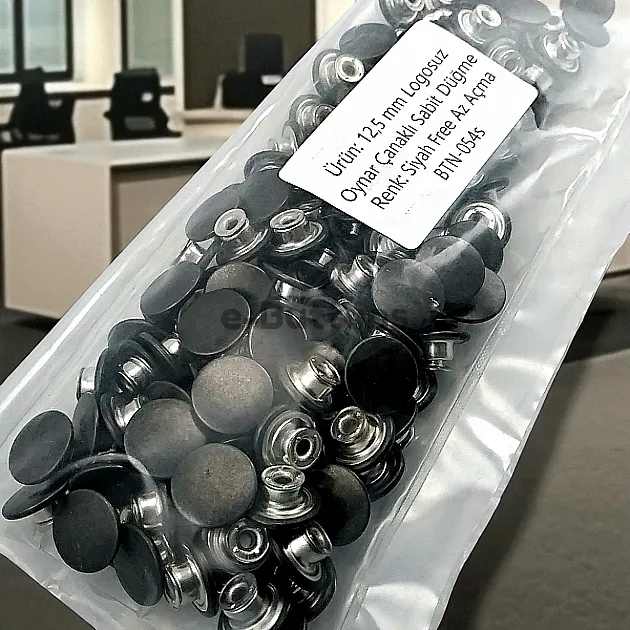 12.5 mm Jeans Button 0,47" Metallic Black with Movable Cup 150 Pieces/Pack KD0012503PROMO