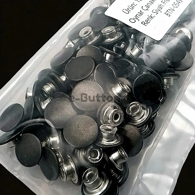 12.5 mm Jeans Button 0,47" Metallic Black with Movable Cup 150 Pieces/Pack KD0012503PROMO
