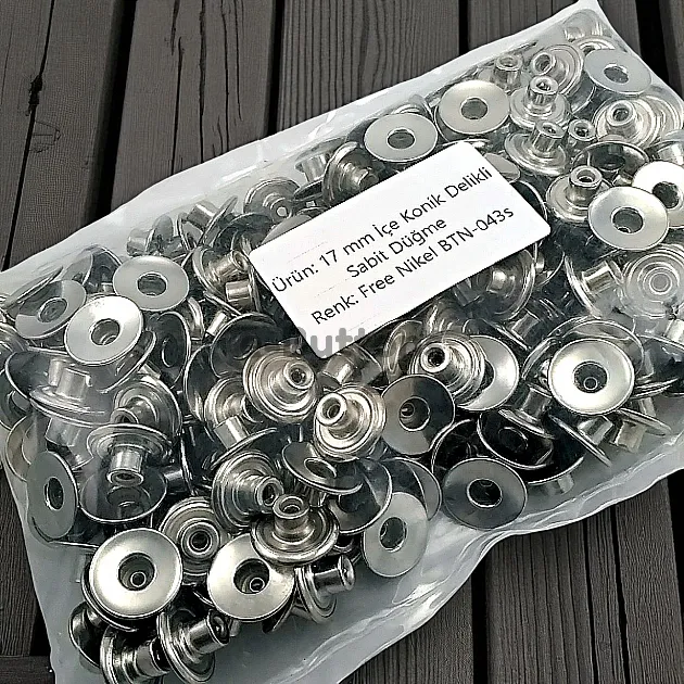 17 mm Kot Düğmesi Logosuz İçe Konik Delikli 300 Adet/Paket KD001701PROMO