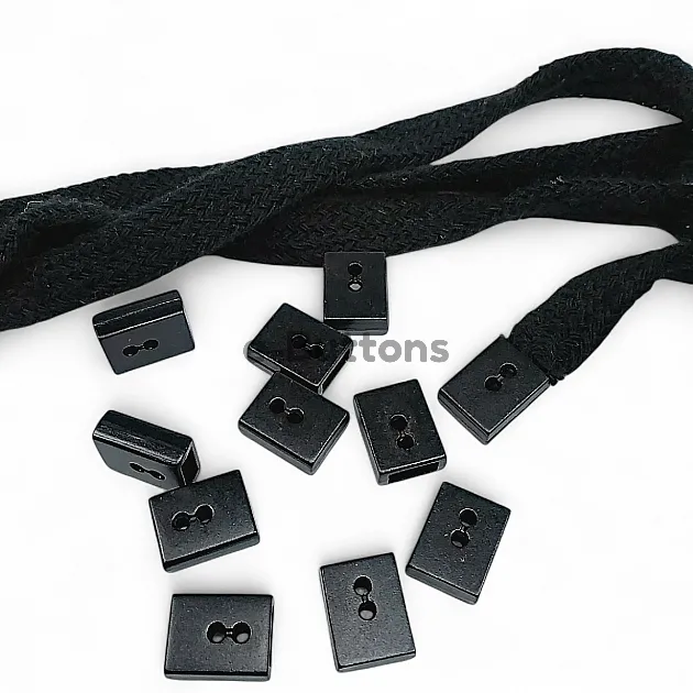 Cord End Sew-On - Cube Shape Matte Black Entry 7.5 mm - 0,27