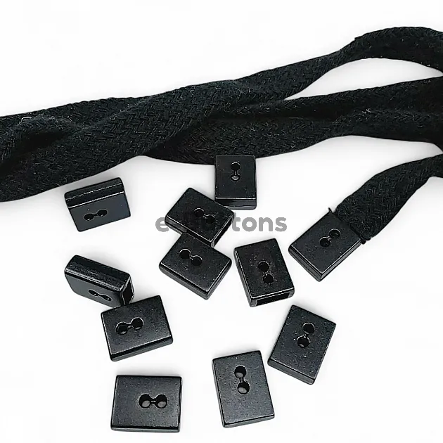 Cord End Sew-On - Cube Shape Matte Black Entry 7.5 mm - 0,27