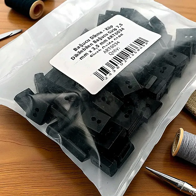 Cord End Sew-On - Cube Shape Matte Black Entry 7.5 mm - 0,27