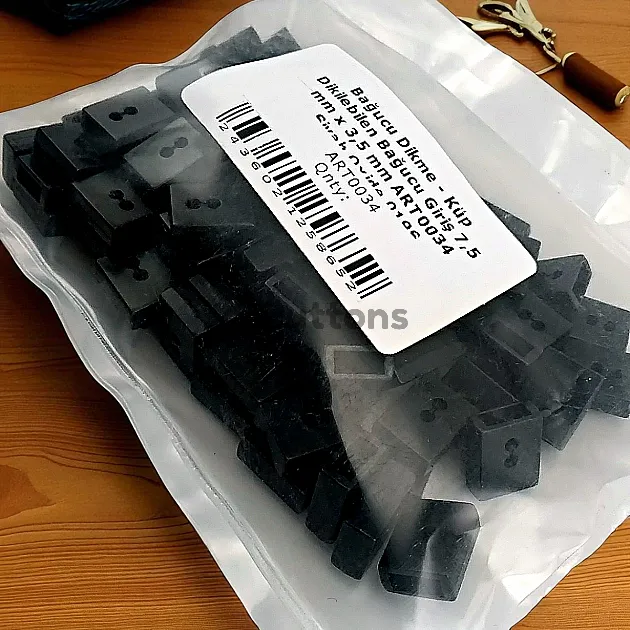 Cord End Sew-On - Cube Shape Matte Black Entry 7.5 mm - 0,27