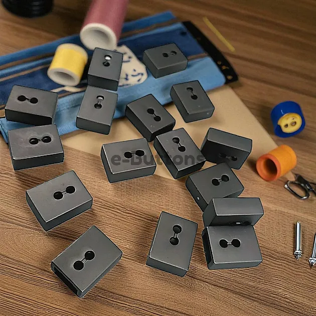 Cord End Sew-On - Cube Shape Matte Black Entry 7.5 mm - 0,27