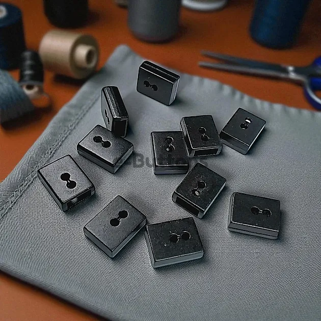 Cord End Sew-On - Cube Shape Matte Black Entry 7.5 mm - 0,27