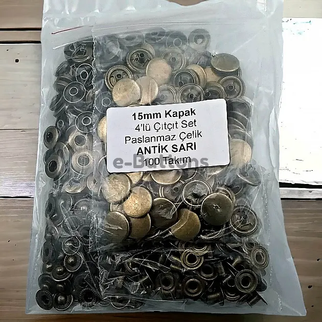 15 mm Snap Button Stainless 100pcs/Pk C00016PPK