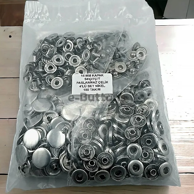 15 mm Snap Button Stainless 100pcs/Pk C00016PPK