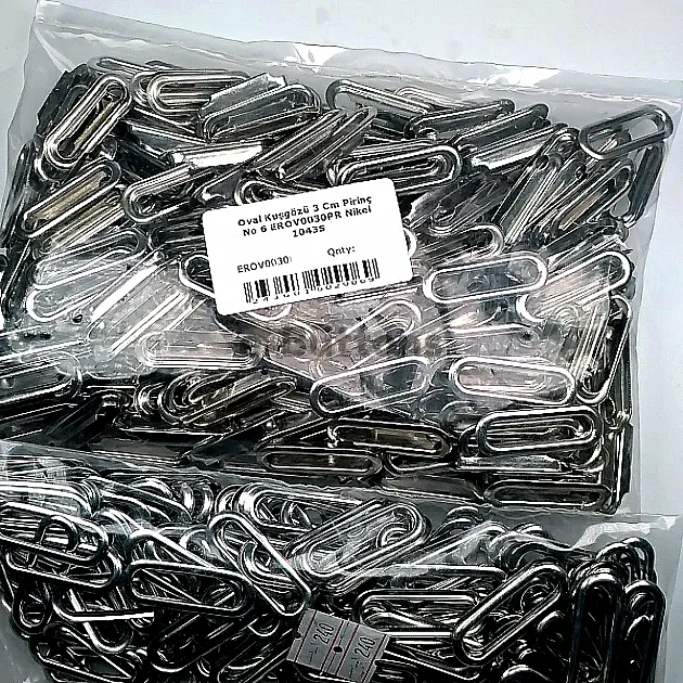 3 cm - 1,18" Oval Eyelet Brass 100 Pieces / Pack Nickel Plating EROV0030PRPromo