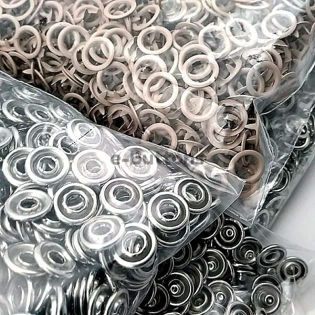 Baby Snap Buttons 3/8" Stainless 9,5 mm Prong Snaps Fastener Milky Coffee Color 250 Pcs/Pk C0095DPPKMilkCoffe