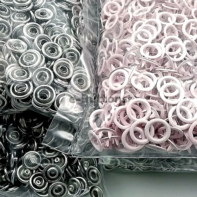 Baby Snap Buttons 3/8" Stainless 9,5 mm Prong Snaps Fastener Powder Color 250 Pcs/Pk C0095DPPKPudra