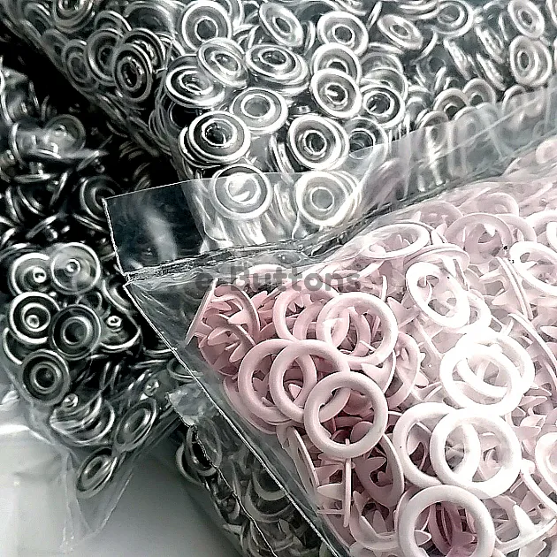 Baby Snap Buttons 3/8" Stainless 9,5 mm Prong Snaps Fastener Powder Color 250 Pcs/Pk C0095DPPKPudra