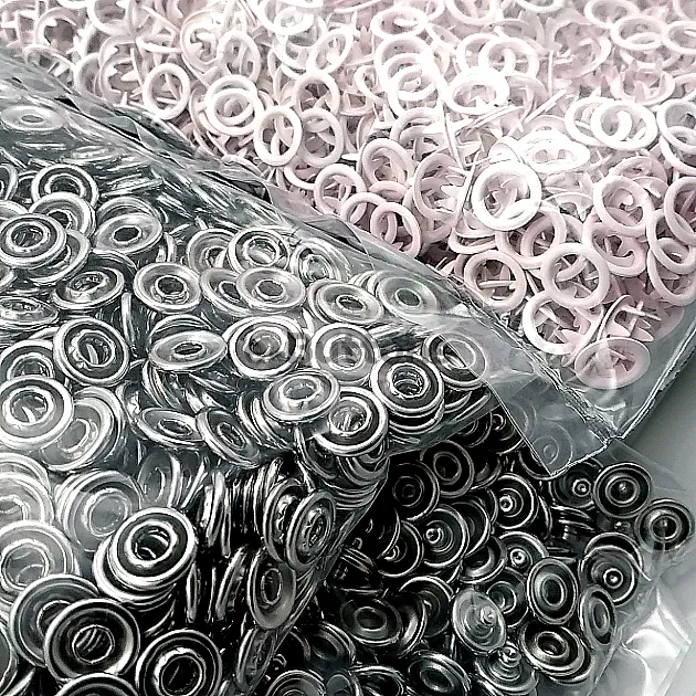 Baby Snap Buttons 3/8" Stainless 9,5 mm Prong Snaps Fastener Powder Color 250 Pcs/Pk C0095DPPKPudra