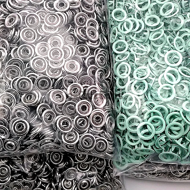 Baby Snap Buttons 3/8" Stainless 9,5 mm Prong Snaps Fastener Soft Green Color 250 Pcs/Pk C0095DPPKSoftYsl
