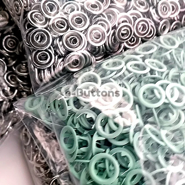Baby Snap Buttons 3/8" Stainless 9,5 mm Prong Snaps Fastener Soft Green Color 250 Pcs/Pk C0095DPPKSoftYsl