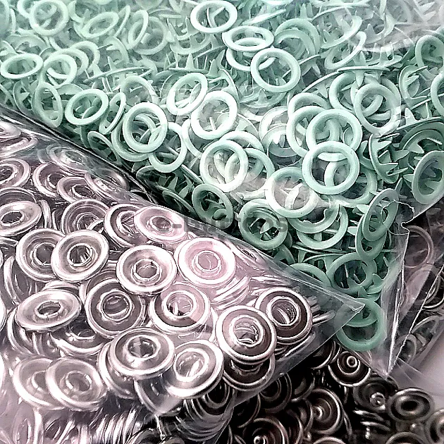 Baby Snap Buttons 3/8" Stainless 9,5 mm Prong Snaps Fastener Soft Green Color 250 Pcs/Pk C0095DPPKSoftYsl