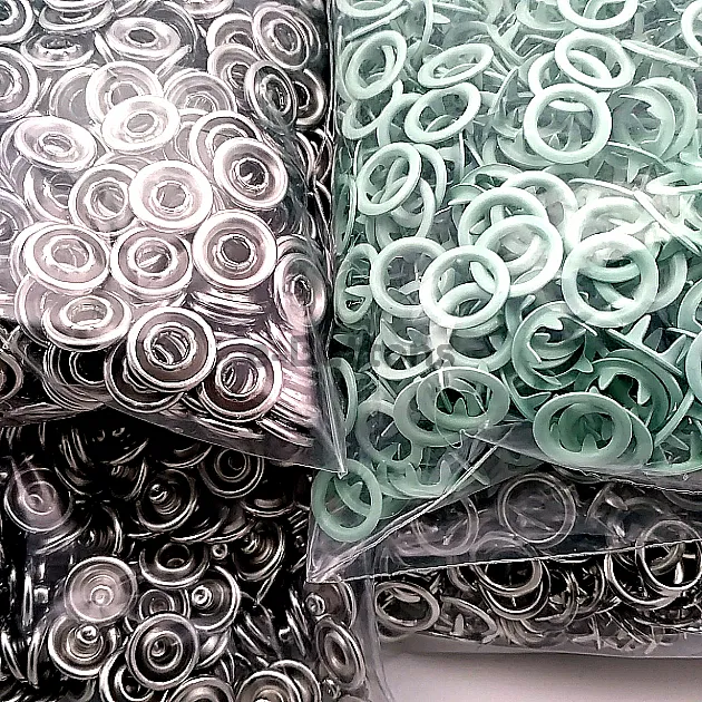 Baby Snap Buttons 3/8" Stainless 9,5 mm Prong Snaps Fastener Soft Green Color 250 Pcs/Pk C0095DPPKSoftYsl