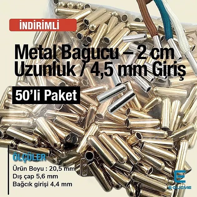 Metal Cord 4.5 mm Inlet 2 cm Length 50 Pcs/Pack E 2092PROMO