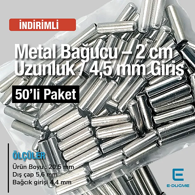 Metal Cord 4.5 mm Inlet 2 cm Length 50 Pcs/Pack E 2092PROMO