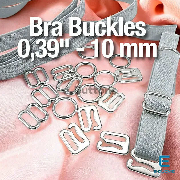 10 mm Bra Accessories 0,39" Strap Adjustment Buckle Hook and Ring CGT003T10