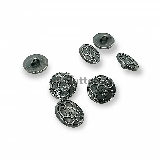 14 mm - 22 L Metal Shank Button Patterned E 1124