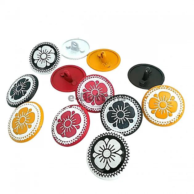Çocuk Hırka Mont Renkli Mineli Papatya Desenli Düğme 15 mm - 24 boy E 114 MN