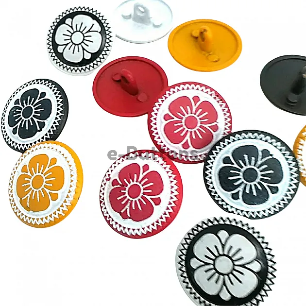 Çocuk Hırka Mont Renkli Mineli Papatya Desenli Düğme 15 mm - 24 boy E 114 MN