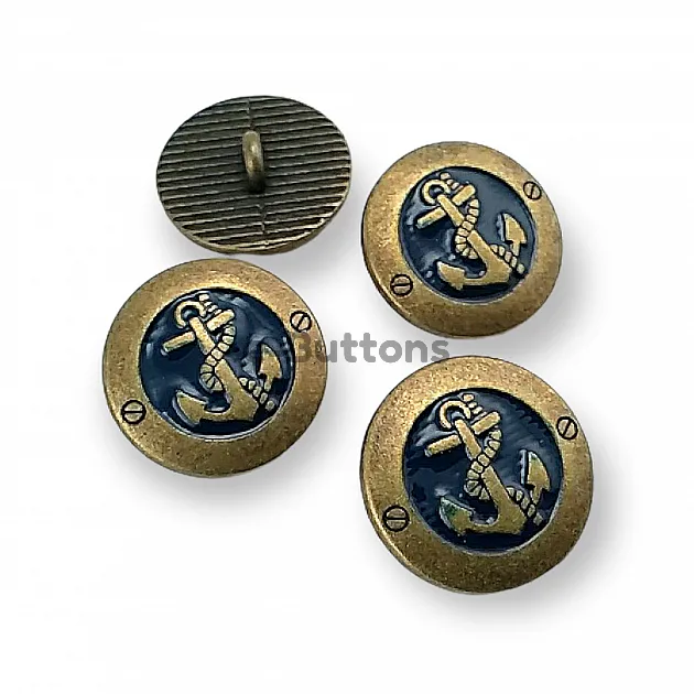 Anchor Logo Blazer Jacket Cufflink Antique Yellow Enamel Button 17 mm - 28 L E 2044 MN1